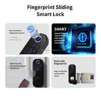 Doble cara huella dactilar Tuya Wifi APP Smart Rim Lock impermeable al aire libre inteligente Rim Lock teclado PIN código Digital Lock