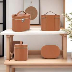 Sac de maquillage pour femme avec logo d'usine, organiseur de maquillage de voyage, trousse de toilette, étui de rangement à plusieurs couches en PU, sac de rangement pour maquillage - Product Image 3