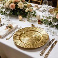 Assiettes de présentation de luxe jetables en PP doré, motif corde torsadée, durables, modernes, pour centres de table de fête et de mariage, 50 pièces, pour hôtels