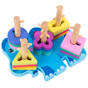 Figura geometrica di vendita calda che abbina i giocattoli educativi precoci dei blocchi di costruzione di legno cognitivi per i bambini dei bambini - Product Image 1