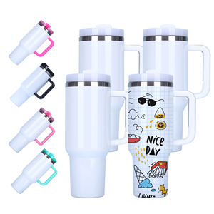 Sublimation Blanks logo <b>Flower</b> 40 oz Stainless Steel Can Tumbler with Removable Handle - Product Image 1