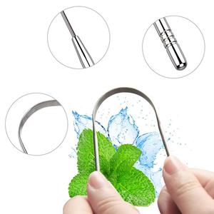 Raschietto per Lingua 2in1 in Acciaio Inox Antibatterico a Forma di <span class=keywords><strong>U</strong></span>, Rosa Oro e Argento, per Cura Orale Sana ed Ecologica - Product Image 4