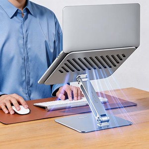 UGREEN Adjustable Aluminum Laptop <b>Stand</b> with 4-Port USB3.0 HUB Foldable Notebook Riser Cooling Laptop Support Holder - Product Image 4