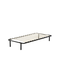 Lit double en bois et métal, simple et élégant, avec rangement, directement de l'usine