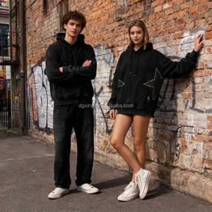 Sudadera con Capucha Extra Grande XINGE Streetwear, Personalizada, Lavado Vintage, Batik, Algodón/Poliéster, Bolsillo con Borde Deshilachado, Bordado Gráfico Impreso - Product Image 2