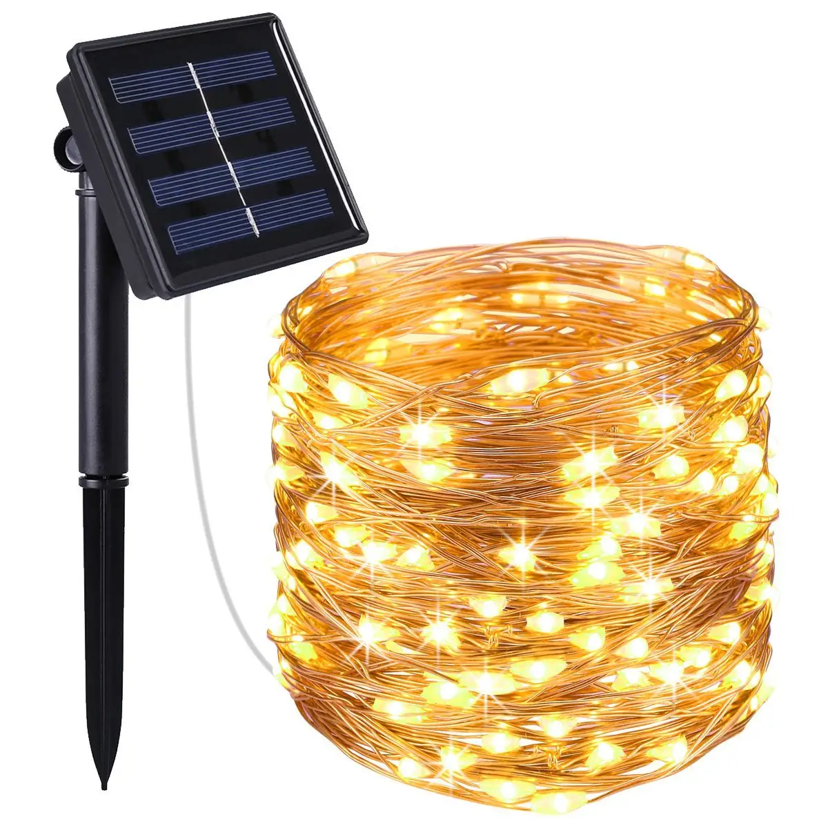Светодиодная уличная гирлянда на солнечной батарее, декоративное освещение для рождественской вечеринки, водонепроницаемый садовый светильник на солнечной батарее, 5 м, 10 м, 20 м