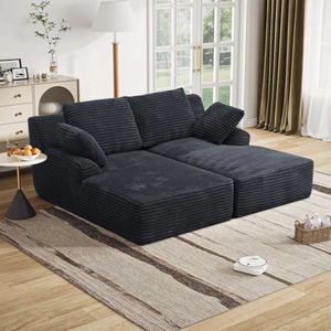 Contemporary Eco-Friendly Portable Sleeper <b>Sofa</b> <b>for</b> Bedroom Use Fabric Upholstery 2-Seater Easy Handling & Delivery - Product Image 2