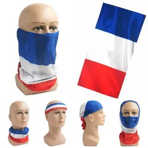 WM2022 sombreros multifuncionales franceses pañuelos de tubo sin costuras impresos personalizados Francia