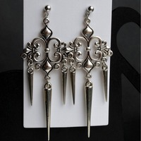 Pendientes puntiagudos góticos chapados en plata antigua de aleación de circón geométrico de moda de comercio exterior transfronterizo pendientes de personalidad