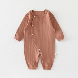 Tutina per Neonati in Puro Cotone, Senza Cuciture, a Maniche Lunghe, per Bambini e Bambine, Colore Unito, per Passeggiate e Gattonamento, OEM ODM - Product Image 2