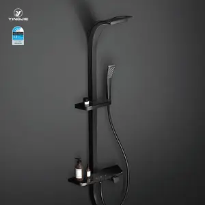 Bathroom Waterproof multi function bath rain jets stainless steel thermostatic hot cold water mixer shower set