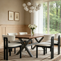 Ensemble de table et chaises de salle à manger en bois massif pour l'intérieur, structure en bois robuste, meubles pour la maison et l'hôtel