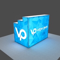 Tables de promotion pour salons professionnels, comptoirs d'exposition, en aluminium, avec éclairage LED rétroéclairé en tissu SEG, 4 pieds