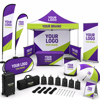 Kit de stand promotionnel pour entreprises avec tente publicitaire, parapluies, carnets, badges, bracelets, éventails et casquettes, tente de salon professionnel