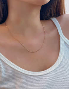 สร้อยคอซินฟลาย ทอง 18K AU750  แบบไม่ก่อให้เกิดอาการแพ้ สำหรับผู้หญิง สั่งซื้อจำนวนมากขั้นต่ำ 2 ชิ้น เหมาะสำหรับใส่ทุกวัน - Product Image 1