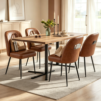 Chaise de salle à manger en cuir PU vintage en gros avec garniture à rivets de style antique et poche arrière pratique pour la maison, le restaurant, le café