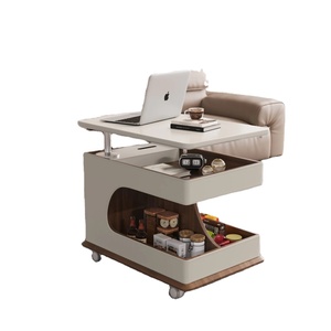 โต๊ะกาแฟปรับระดับความสูงได้ โต๊ะข้างอเนกประสงค์ พร้อมล้อเลื่อน ดีไซน์ทันสมัย สวยงาม สำหรับใช้ในบ้าน - Product Image 3