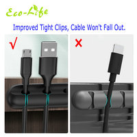 Accessoires électroniques Eco-life, support de câble de bureau en silicone et clips d'organisation - Modèle