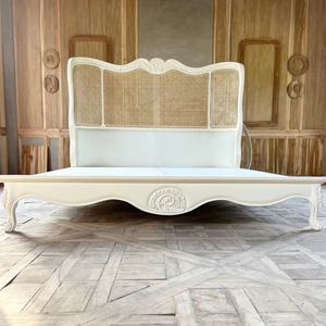 Camera da letto retrò francese letto matrimoniale in <span class=keywords><strong>legno</strong></span> di betulla massello in Rattan fabbrica cinese vendita diretta King Queen casa <span class=keywords><strong>soggiorno</strong></span> <span class=keywords><strong>mobili</strong></span> - Product Image 2