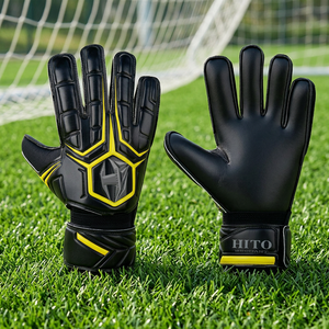 Latex Goalkeeper Top Quality Sports Gloves Front Plam Contecet Letax Backhand Letax Embossed Atteched Elastic Strap - Product Image 3