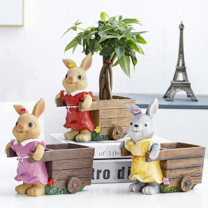 Statues de lapin d'animaux en résine de vente chaude avec ornements de jardin Pots de fleurs et jardinières pour décorations de jardin - Product Image 4