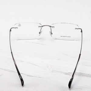 Monturas de Gafas de Titanio Rectangulares Semi-Sin Montura, Color Sólido, Ligeras, Unisex, para Adultos, Corrección de Visión, Lentes Anti-UV CR-39 - Product Image 5