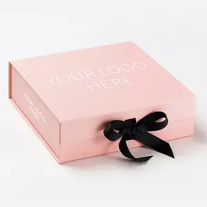 Цифровая печать высокого качества логотип большой роскошный розовый Подарочная коробка Упаковка складные коробки