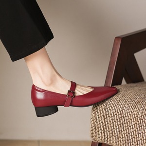 Top layer cowhide 3cm belt buckle 2026 spring-autumn four seasons genuine leather single shoes low heel women's shoes thick heel - Product Image 3