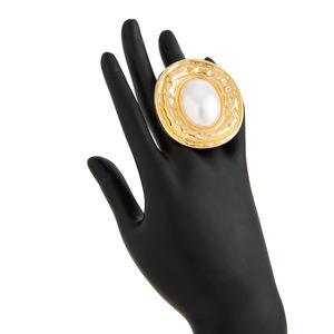 Mode exagéré grande incrustation imité perle anneau Bracelet ensemble bijou pour femmes élégantes dames manchette Bracelets accessoires bijoux - Product Image 5
