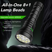 Lampe torche LED 4200LM personnalisée, portée 219M, étanche IP67, rechargeable 3000mAh, en aluminium, vente en gros, 44 ans d'expérience en usine