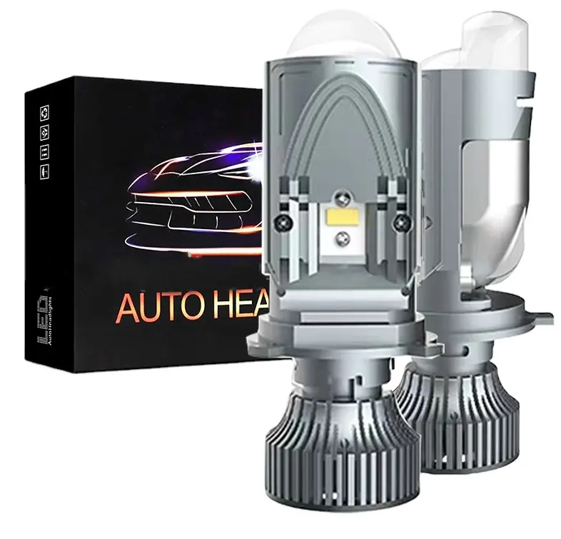 120W 자동 램프 미니 렌즈 LED H4 전구 헤드 라이트 자동차 하이 빔 로우 빔 H4 LED 프로젝터 듀얼 렌즈 터보 팬 6000K 화이트