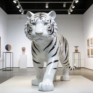Estatua de Tigre Blanco Personalizada, Moderna y Ecológica, al Mejor <span class=keywords><strong>Precio</strong></span>, Estatua de Animal Grande para Jardín, Decoración Realista de Fibra de Vidrio - Product Image 5