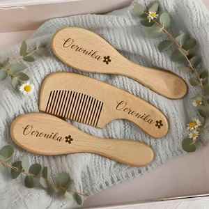 Personalized Baby <b>Brush</b> and Comb Set, Custom Name <b>Hair</b> <b>Brushes</b> for Newborns Girls Boys, <b>Toddler</b> Baby Grooming Kit, 3pcs - Product Image 1
