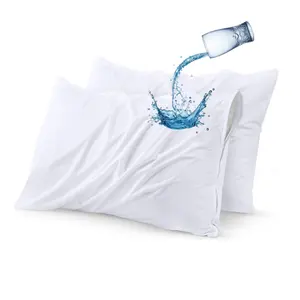 Waterproof Pillow Protectors Zippered Queen White Terry Pillow Encasement Bed Bug And Dust Mite Proof Pillow Covers