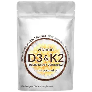 Oem Hoge Zuiverheid Immuunondersteuning Vitamine D3 & K2 Softgels 2 In 1 Formule Gmo Vrij K2 D3 Supplement