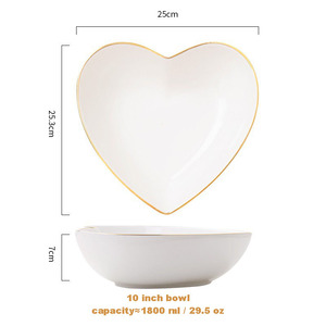 Nuevo Juego de Vajilla de Cerámica, Tazón para Ensalada y Sopa de Lujo con Forma Especial, Cerámica Transparente con Detalles en Oro - Product Image 2