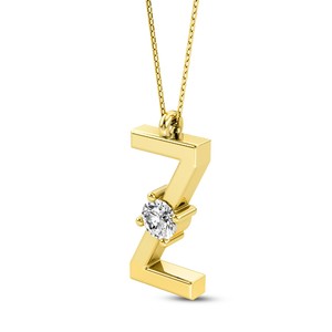 Colgante de Alfabeto de la A a la Z de Primera Calidad, Diamantes Cultivados en Laboratorio VVS VS EF, Plata de Ley 925 con Acabado en Oro, Personalizado - Product Image 6