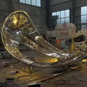 Escultura <span class=keywords><strong>de</strong></span> luz abstracta <span class=keywords><strong>de</strong></span> acero inoxidable personalizable Paisajes urbanos y espacios públicos Obra <span class=keywords><strong>de</strong></span> <span class=keywords><strong>Arte</strong></span> <span class=keywords><strong>de</strong></span> metal con técnica <span class=keywords><strong>de</strong></span> chapado - Product Image 2