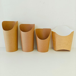 Taza de patatas fritas de boca inclinada de papel Kraft resistente hecha a medida de Xiamen para restaurante, cafetería, comida rápida, aperitivos, envasado de alimentos para llevar - Product Image 2