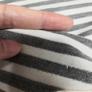 High weight 350gsm Yarn dyed stripe bamboo spandex french terry fabric for hoodie fabric
