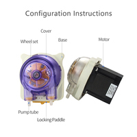 JIHPUMP Petite pompe péristaltique avec moteur 24V DC ou moteur pas à pas avec 2 ou 4 rotors 1400 ml/min