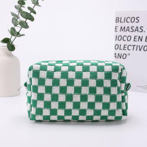 Sac de maquillage de grande capacité en coton de couleur unique avec fermeture à glissière Boîte d'organisateur de cosmétiques de mode en gros pratique - Product Image 3