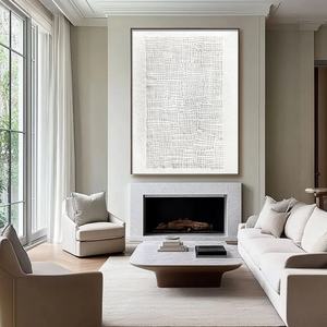 Art mural 3D, art mural contemporain, art abstrait blanc Wabi Sabi, peinture sur toile pour la décoration moderne de la maison et de la galerie - Product Image 1