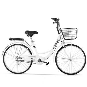 Vélo léger à 6 vitesses avec freins à double V, pneus en acier massif sans gonflage, 24/26 pouces, pour étudiants, navetteurs, adultes, hommes <span class=keywords><strong>et</strong></span> femmes - Product Image 1