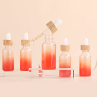 Botol Kemasan Kosmetik Kaca Mewah 30ml 60ml dengan Tutup Kayu Bambu, untuk Minyak Esensial dan Tetes Mata, Dilengkapi Cetak Sablon