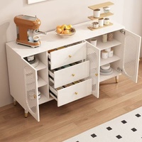 Meuble de cuisine Rosegia 160 cm, buffet moderne rustique en bois brun et rotin, meuble de rangement pour salon, salle à manger, hôtel