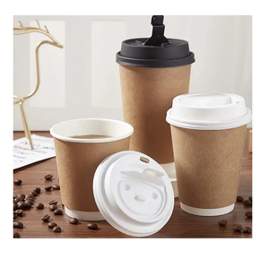 Vasos de papel desechables de doble pared SGP, material Kraft y PLA ecológico con asa impresa y tapas, sin impuestos en las tazas de café - Product Image 4