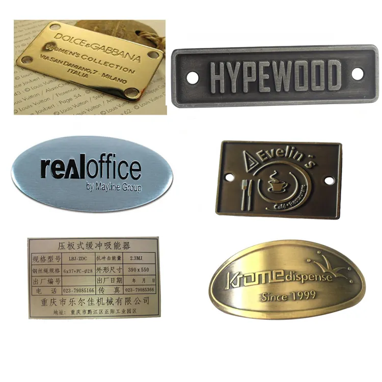 Custom Embossed Aluminum Alloy Printing Metal Logo Plate Bolsas Etiquetas Metal Tag Nameplate Para Saco E Pano