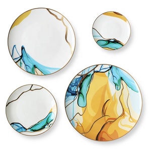 Wholesale Nordic Restaurant Ceramic Serving Dish Dinner Plate Gold Rim Porcelain Plates Sets <b>Dinnerware</b> Dishes <b>Dinnerware</b> Sets - Product Image 5