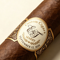 Pegatinas Personalizadas para Anillos de Cigarros, Papel Adhesivo con Lámina Dorada, Resistentes al Agua, Impresión por Estampado en Caliente, Logotipo Personalizado para Bodas y Cumpleaños